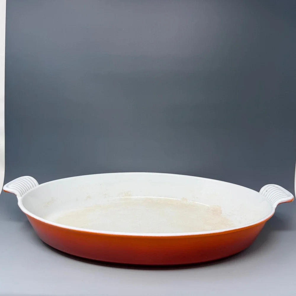 Le Creuset Flame Orange Enameled Cast Iron Oval Gratin Roasting Dish 36 France